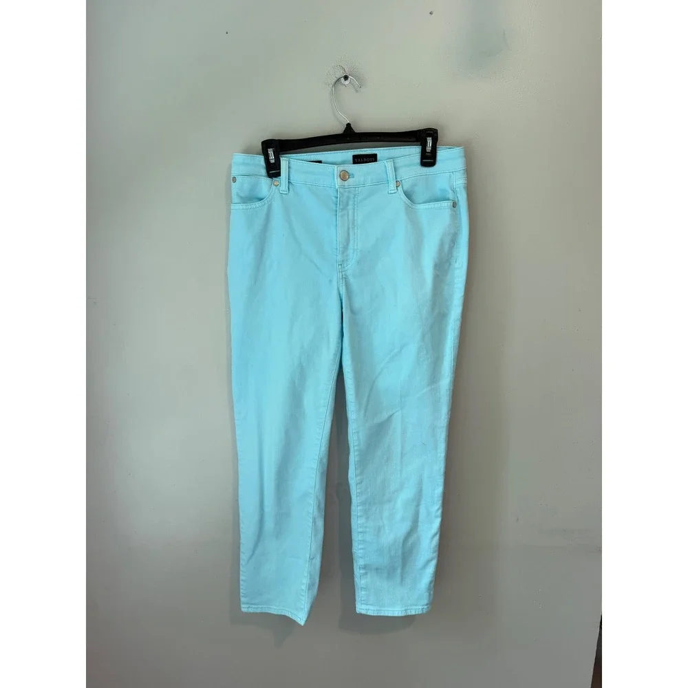 Talbots Womens 6 Straight Leg Crop Jeans Light Blue Denim Mid Rise Pants